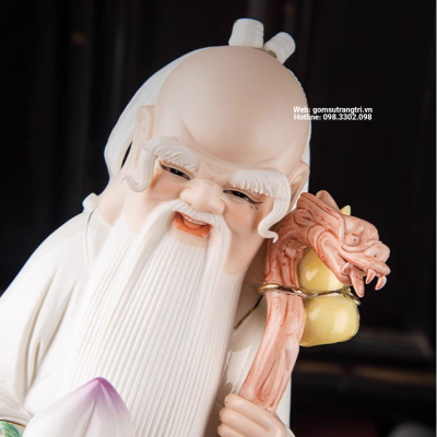 BỘ TƯỢNG SỨ TRẮNG VIỀN VÀNG PHÚC - LỘC - THỌ